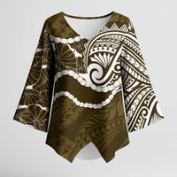 Aloha Hawaii Kalo Pikake Lei Kimono Sleeve Blouse Chest Tattoo Gold Hawaiian Pattern LT14 Female Gold - Polynesian Pride