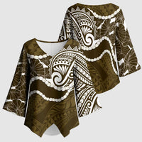 Aloha Hawaii Kalo Pikake Lei Kimono Sleeve Blouse Chest Tattoo Gold Hawaiian Pattern LT14 - Polynesian Pride