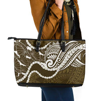 Aloha Hawaii Kalo Pikake Lei Leather Tote Bag Chest Tattoo Gold Hawaiian Pattern LT14 - Polynesian Pride