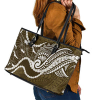 Aloha Hawaii Kalo Pikake Lei Leather Tote Bag Chest Tattoo Gold Hawaiian Pattern LT14 - Polynesian Pride