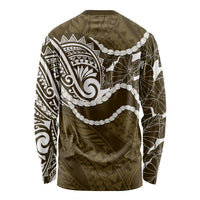 Aloha Hawaii Kalo Pikake Lei Long Sleeve Shirt Chest Tattoo Gold Hawaiian Pattern LT14 - Polynesian Pride