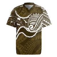 Aloha Hawaii Kalo Pikake Lei Rugby Jersey Chest Tattoo Gold Hawaiian Pattern LT14 Gold - Polynesian Pride