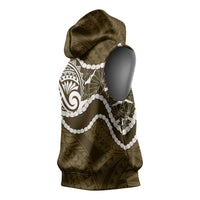 Aloha Hawaii Kalo Pikake Lei Sleeveless Hoodie Chest Tattoo Gold Hawaiian Pattern LT14 - Polynesian Pride