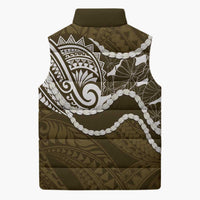 Aloha Hawaii Kalo Pikake Lei Sleeveless Puffer Jacket Chest Tattoo Gold Hawaiian Pattern LT14 - Polynesian Pride