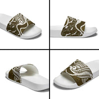 Aloha Hawaii Kalo Pikake Lei Slide Sandals Chest Tattoo Gold Hawaiian Pattern LT14 - Polynesian Pride