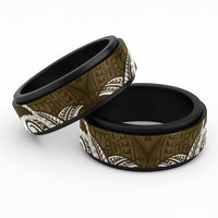 Aloha Hawaii Kalo Pikake Lei Spinner Ring Chest Tattoo Gold Hawaiian Pattern LT14 Black Gold - Polynesian Pride