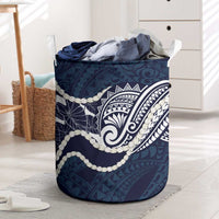 Aloha Hawaii Kalo Pikake Lei Laundry Basket Chest Tattoo Oxford Blue Hawaiian Pattern LT14 Oxford Blue - Polynesian Pride