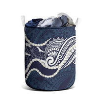 Aloha Hawaii Kalo Pikake Lei Laundry Basket Chest Tattoo Oxford Blue Hawaiian Pattern LT14 - Polynesian Pride