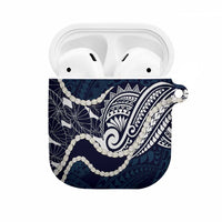 Aloha Hawaii Kalo Pikake Lei AirPods Case Chest Tattoo Oxford Blue Hawaiian Pattern