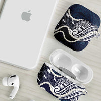 Aloha Hawaii Kalo Pikake Lei AirPods Case Chest Tattoo Oxford Blue Hawaiian Pattern