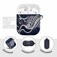 Aloha Hawaii Kalo Pikake Lei AirPods Case Chest Tattoo Oxford Blue Hawaiian Pattern