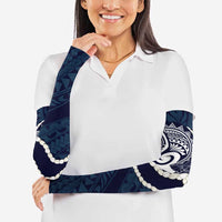 Aloha Hawaii Kalo Pikake Lei Arm Sleeves Chest Tattoo Oxford Blue Hawaiian Pattern LT14 - Polynesian Pride