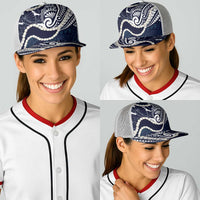 Aloha Hawaii Kalo Pikake Lei Baseball Net Cap Chest Tattoo Oxford Blue Hawaiian Pattern LT14 - Polynesian Pride
