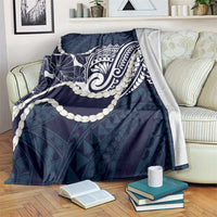Aloha Hawaii Kalo Pikake Lei Blanket Chest Tattoo Oxford Blue Hawaiian Pattern LT14 Oxford Blue - Polynesian Pride