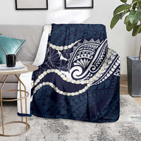 Aloha Hawaii Kalo Pikake Lei Blanket Chest Tattoo Oxford Blue Hawaiian Pattern LT14 - Polynesian Pride