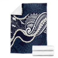Aloha Hawaii Kalo Pikake Lei Blanket Chest Tattoo Oxford Blue Hawaiian Pattern LT14 - Polynesian Pride