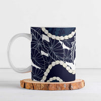 Aloha Hawaii Kalo Pikake Lei Ceramic Mug Chest Tattoo Oxford Blue Hawaiian Pattern LT14 Oxford Blue - Polynesian Pride