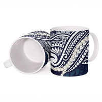 Aloha Hawaii Kalo Pikake Lei Ceramic Mug Chest Tattoo Oxford Blue Hawaiian Pattern LT14 - Polynesian Pride