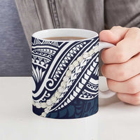 Aloha Hawaii Kalo Pikake Lei Ceramic Mug Chest Tattoo Oxford Blue Hawaiian Pattern LT14 - Polynesian Pride