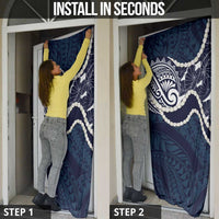 Aloha Hawaii Kalo Pikake Lei Door Cover Chest Tattoo Oxford Blue Hawaiian Pattern LT14 - Polynesian Pride