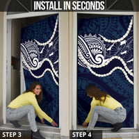 Aloha Hawaii Kalo Pikake Lei Door Cover Chest Tattoo Oxford Blue Hawaiian Pattern LT14 - Polynesian Pride