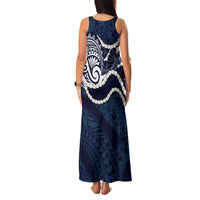Aloha Hawaii Kalo Pikake Lei Family Matching Tank Maxi Dress and Hawaiian Shirt Chest Tattoo Oxford Blue Hawaiian Pattern
