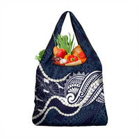 Aloha Hawaii Kalo Pikake Lei Grocery Bag Chest Tattoo Oxford Blue Hawaiian Pattern LT14 1-pack One Size Oxford Blue - Polynesian Pride