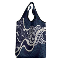 Aloha Hawaii Kalo Pikake Lei Grocery Bag Chest Tattoo Oxford Blue Hawaiian Pattern LT14 - Polynesian Pride