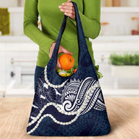 Aloha Hawaii Kalo Pikake Lei Grocery Bag Chest Tattoo Oxford Blue Hawaiian Pattern LT14 - Polynesian Pride