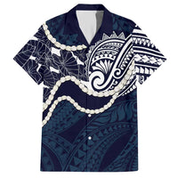 Aloha Hawaii Kalo Pikake Lei Hawaiian Shirt Chest Tattoo Oxford Blue Hawaiian Pattern LT14 Oxford Blue - Polynesian Pride