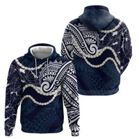 Aloha Hawaii Kalo Pikake Lei Hoodie Chest Tattoo Oxford Blue Hawaiian Pattern LT14 - Polynesian Pride