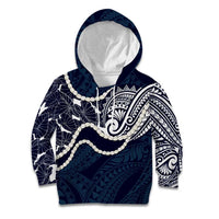 Aloha Hawaii Kalo Pikake Lei Kid Hoodie Chest Tattoo Oxford Blue Hawaiian Pattern LT14 Hoodie Oxford Blue - Polynesian Pride
