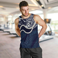 Aloha Hawaii Kalo Pikake Lei Men Tank Top Chest Tattoo Oxford Blue Hawaiian Pattern LT14 Oxford Blue - Polynesian Pride