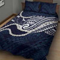 Aloha Hawaii Kalo Pikake Lei Quilt Bed Set Chest Tattoo Oxford Blue Hawaiian Pattern LT14 - Polynesian Pride
