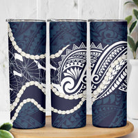 Aloha Hawaii Kalo Pikake Lei Skinny Tumbler Chest Tattoo Oxford Blue Hawaiian Pattern