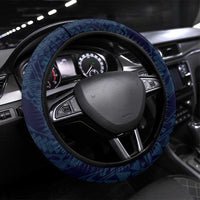 Aloha Hawaii Kalo Pikake Lei Steering Wheel Cover Chest Tattoo Oxford Blue Hawaiian Pattern LT14 Universal Fit Oxford Blue - Polynesian Pride