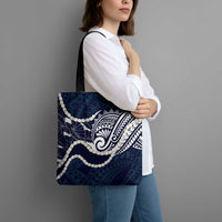 Aloha Hawaii Kalo Pikake Lei Tote Bag Chest Tattoo Oxford Blue Hawaiian Pattern LT14 - Polynesian Pride