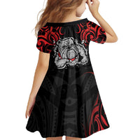 Personalised Aotearoa Bulldog Family Matching Short Sleeve Bodycon Dress and Hawaiian Shirt NZ Maori Tattoo