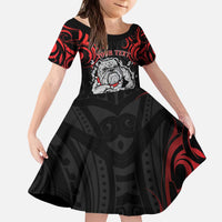 Personalised Aotearoa Bulldog Kid Short Sleeve Dress NZ Maori Tattoo