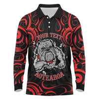 Personalised Aotearoa Bulldog Long Sleeve Polo Shirt NZ Maori Tattoo