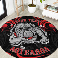 Personalised Aotearoa Bulldog Round Carpet NZ Maori Tattoo