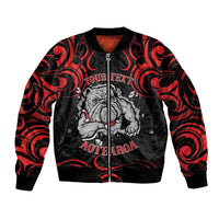 Personalised Aotearoa Bulldog Sleeve Zip Bomber Jacket NZ Maori Tattoo