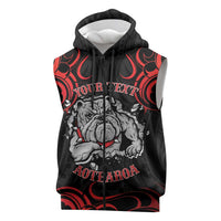 Aotearoa Bulldog Sleeveless Zip Hoodie NZ Maori Tattoo LT14 Red - Polynesian Pride
