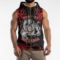 Aotearoa Bulldog Sleeveless Zip Hoodie NZ Maori Tattoo - Polynesian Pride
