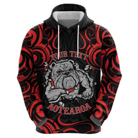 Personalised Aotearoa Bulldog Zip Hoodie NZ Maori Tattoo