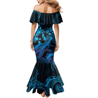 Blue Aloha Hawaii Mermaid Dress Snorkeling With Sea Turtle Polynesian Pattern LT14 - Polynesian Pride