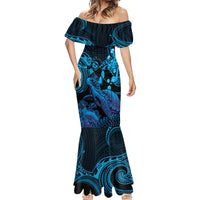 Blue Aloha Hawaii Mermaid Dress Snorkeling With Sea Turtle Polynesian Pattern LT14 - Polynesian Pride