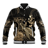 Gold Aloha Hawaii Baseball Jacket Snorkeling With Sea Turtle Polynesian Pattern LT14 Unisex Gold - Polynesian Pride
