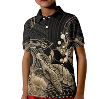 Gold Aloha Hawaii Kid Polo Shirt Snorkeling With Sea Turtle Polynesian Pattern LT14 Kid Gold - Polynesian Pride