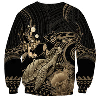 Gold Aloha Hawaii Sweatshirt Snorkeling With Sea Turtle Polynesian Pattern LT14 - Polynesian Pride